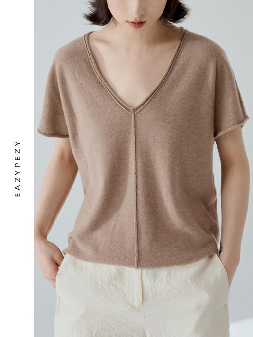 2024SS 15.38V领短袖羊绒衫 商品图2