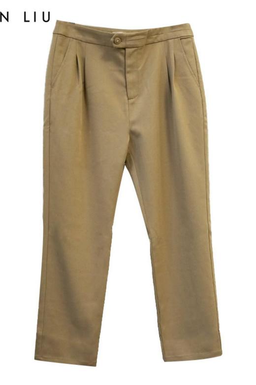 VIVIAN LIU薇薇安刘R2415002春女装新款斜插兜休闲直筒长裤 商品图5