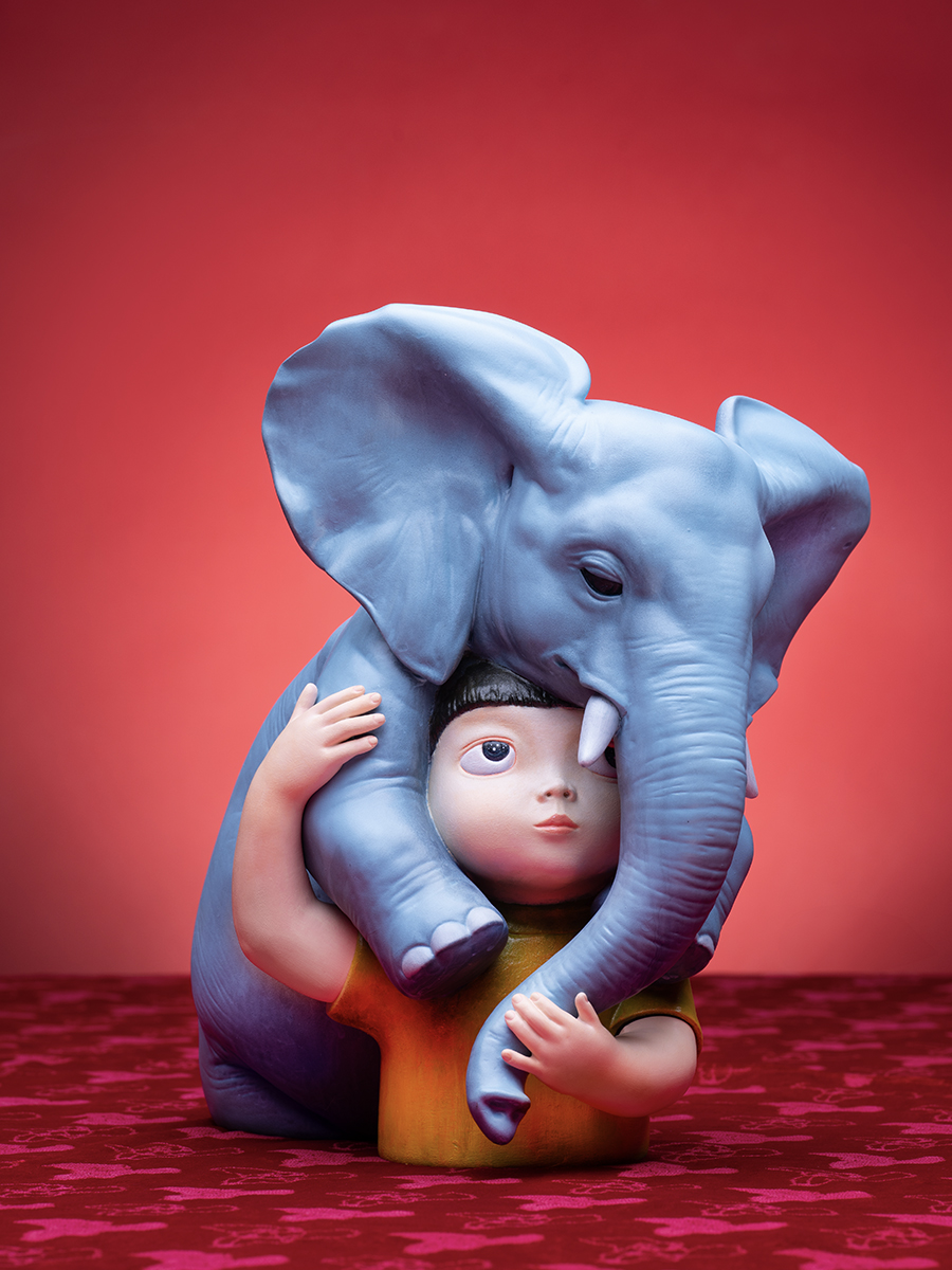 马玉签名限量雕塑《让我抱抱你-大象》》艺术装饰摆件客厅装饰品