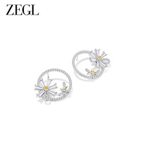 ZEGL设计师雏夏系列雏菊蜜蜂耳环女小众圈圈可爱耳钉925银针耳饰