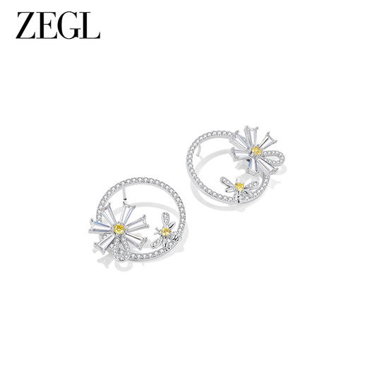 ZEGL设计师雏夏系列雏菊蜜蜂耳环女小众圈圈可爱耳钉925银针耳饰 商品图0