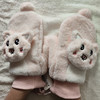 优待源选女款加绒加厚可爱软糯露指触屏毛茸茸保暖学生半指手套YXPS3314 商品缩略图3