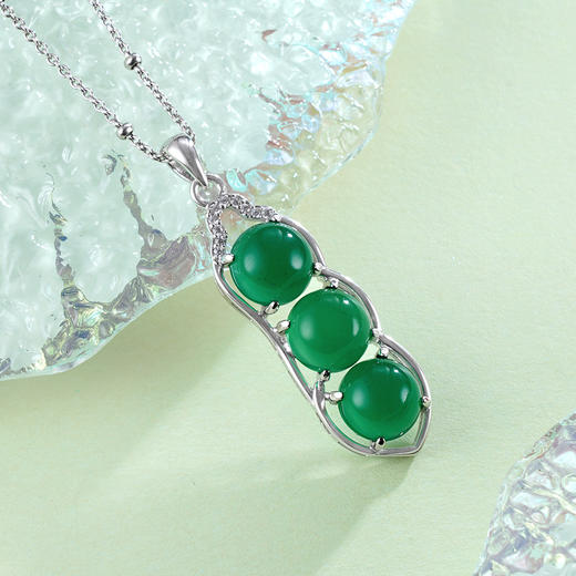 子佩集925银玉髓吊坠【DZB007738】绿玉髓(不含链)豆角2402 商品图0