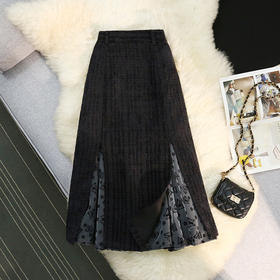 雀说 粗毛呢蝴蝶半身裙女秋冬高腰显瘦遮胯a字裙子4ZF-012902