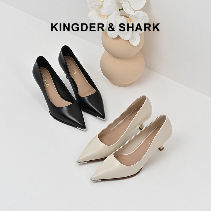 2024经典鲨春季女鞋新款细跟尖头时尚高跟鞋KW127-D17031