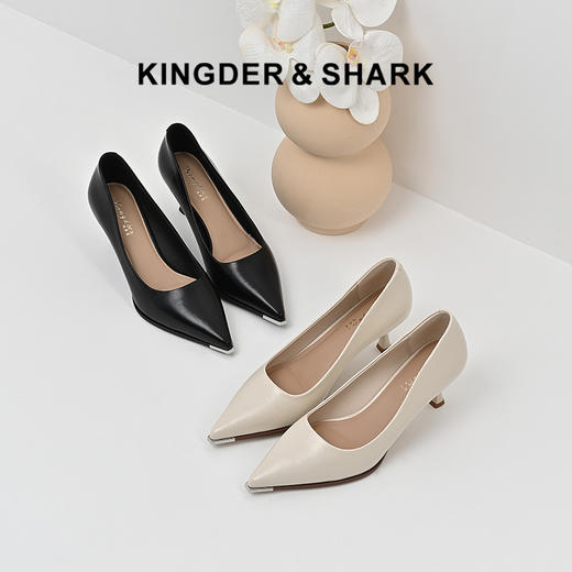 2024经典鲨春季女鞋新款细跟尖头时尚高跟鞋KW127-D17031 商品图0
