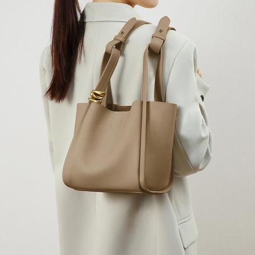 Viney包包2023新款包包女包水桶包秋冬单肩大容量真皮手提菜篮子 商品图2
