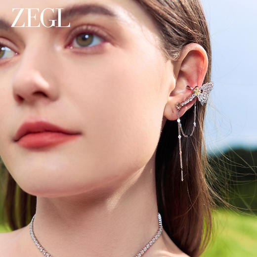 ZEGL设计师印象花园系列蜻蜓蝴蝶耳环耳夹女无耳洞耳骨夹小众耳饰 商品图3