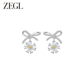 ZEGL设计师雏夏系列小雏菊耳环女蝴蝶结耳钉2024新款925银针耳饰