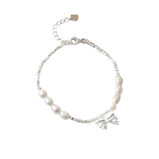 【结爱】S925银珍珠蝴蝶结碎银手链【JHY-A000963Y】 商品图4