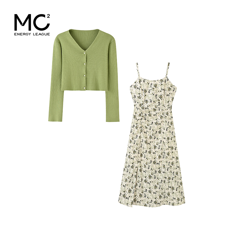 碎花吊带+毛衣外披-23127S4212548