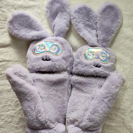 优待源选女款加绒加厚可爱软糯露指触屏毛茸茸保暖学生半指手套YXPS3314 商品图8