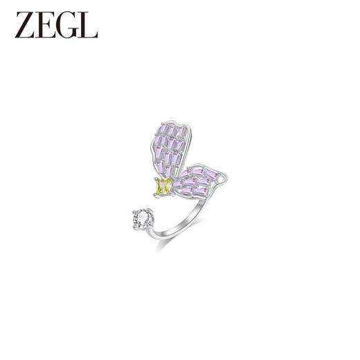 ZEGL设计师印象花园系列紫色蝴蝶戒指女小众高级感指环花朵食指戒 商品图1