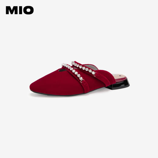 MIO米奥夏季尖头低跟拖鞋复古波点钻链通勤包头拖女鞋M242240609 商品图2
