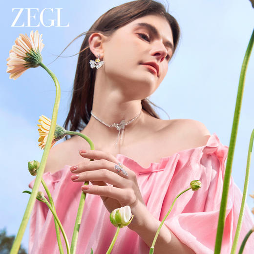 ZEGL设计师印象花园系列紫色蝴蝶戒指女小众高级感指环花朵食指戒 商品图7