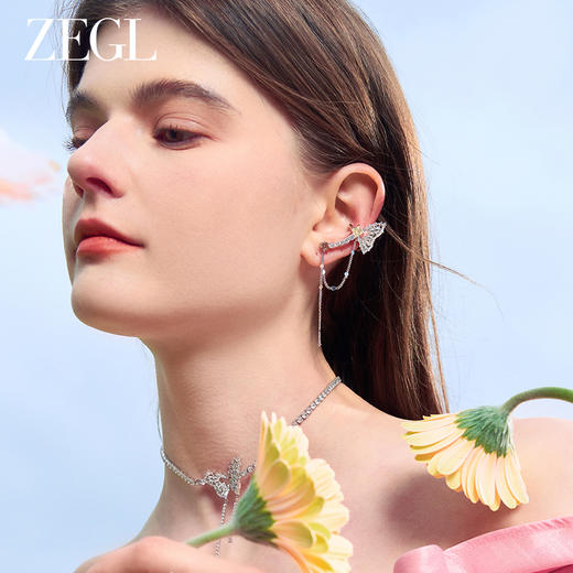ZEGL设计师印象花园系列蜻蜓蝴蝶耳环耳夹女无耳洞耳骨夹小众耳饰 商品图4