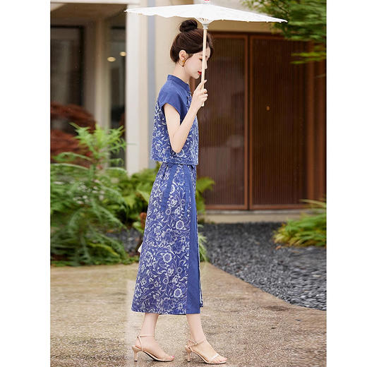 裁缝学苑AX174改良旗袍苎麻中式立领小衫半裙新款国风包臀裙套装纸样打板 商品图2