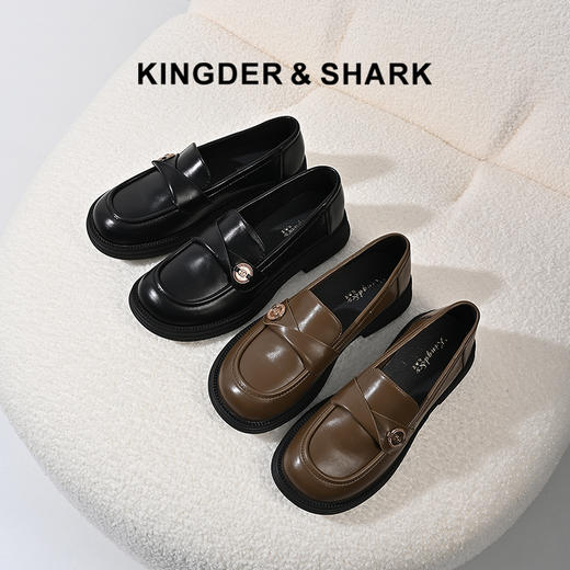 2024经典鲨春季女鞋新款方头哑光时尚乐福鞋KW178-D17011 商品图0