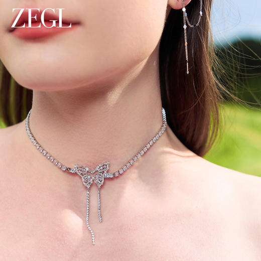 ZEGL设计师印象花园系列蝴蝶项链女款颈链时尚高级感锁骨链配饰品 商品图4
