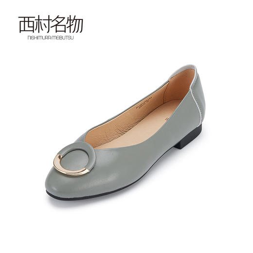 西村名物2024春夏新品真皮平底气质百搭休闲优雅浅口单鞋女X24AE10381 商品图2