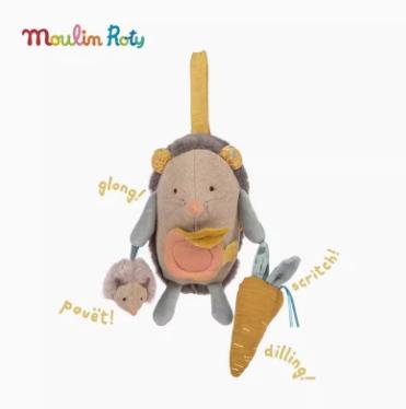 法国moulinroty三只邦尼兔系列灰/ 多功能刺猬玩偶22cm 商品图0