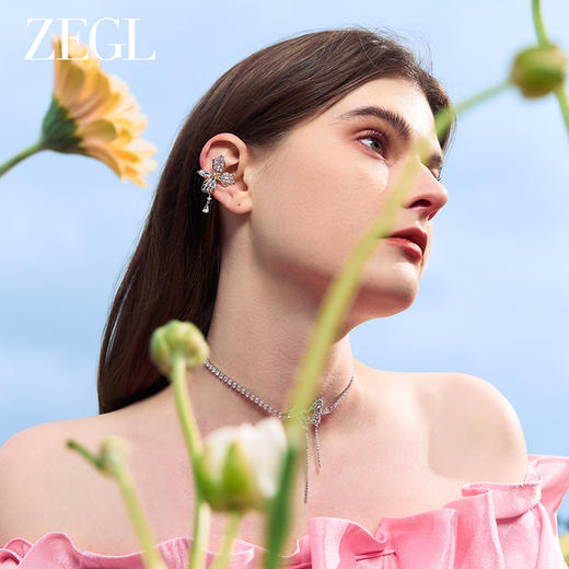ZEGL设计师印象花园系列繁花朵耳环女耳骨夹2024耳夹蜻蜓蝴蝶耳饰 商品图3