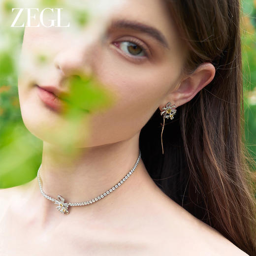 ZEGL设计师雏夏系列雏菊蜜蜂耳环女2024新款耳钉可爱925银针耳饰 商品图3