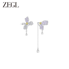 ZEGL设计师印象花园系列繁花朵耳环女耳骨夹2024耳夹蜻蜓蝴蝶耳饰