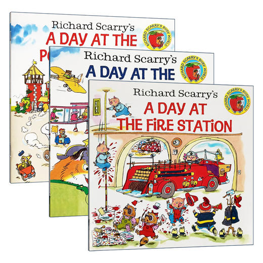 英文原版儿童绘本 忙碌的一天 Richard Scarry’s A Day 英文版 3册套装 飞机场 警察局 消防站 斯凯瑞金色童书 儿童启蒙 商品图1