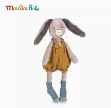 法国moulinroty三只邦尼兔系列灰/  芥末黄色中兔玩偶 40 厘米 商品图0