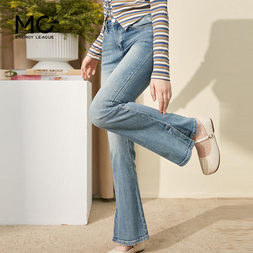 mc2脚口开叉牛仔微喇裤女装2024春季新款修身显瘦时尚气质款穿搭 商品图0