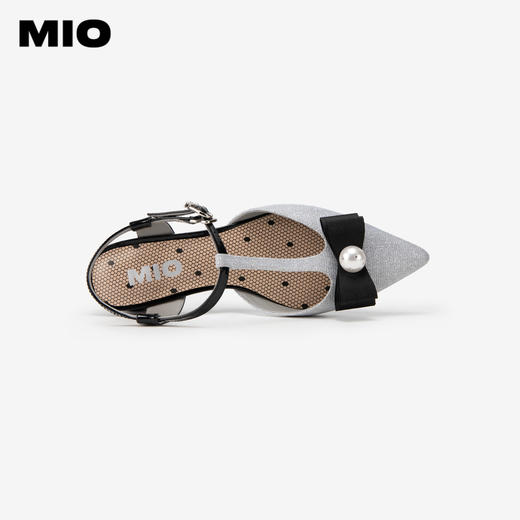 MIO米奥夏季尖头低圆跟时装凉鞋珍珠蝴蝶结通勤凉鞋女M242240406 商品图2