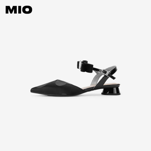 MIO米奥夏季尖头低圆跟凉鞋闪钻爱心蝴蝶结通勤时装凉鞋女M242240405 商品图1