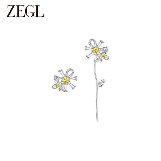ZEGL设计师雏夏系列雏菊蜜蜂耳环女2024新款耳钉可爱925银针耳饰 商品图0