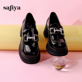Safiya/索菲娅2024春季小个子增高英伦漆皮高跟厚底乐福鞋 SF41112406