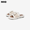 MIO米奥夏季低跟拖鞋方扣钻饰舒适慵懒一字拖毛毛拖女M243131920 商品缩略图3