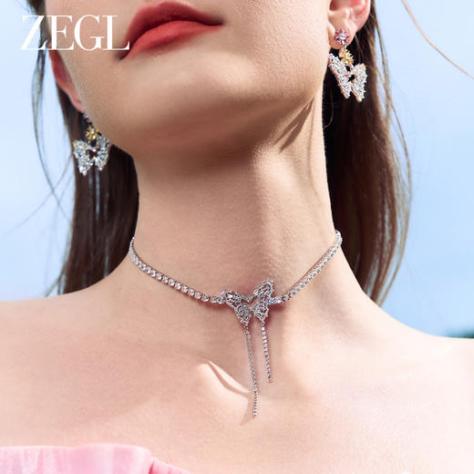 ZEGL设计师印象花园系列蝴蝶项链女款颈链时尚高级感锁骨链配饰品 商品图3