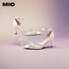 MIO米奥夏季尖头细跟网面时装凉鞋一字扣带钻链宴会高跟鞋M242212000 商品缩略图1
