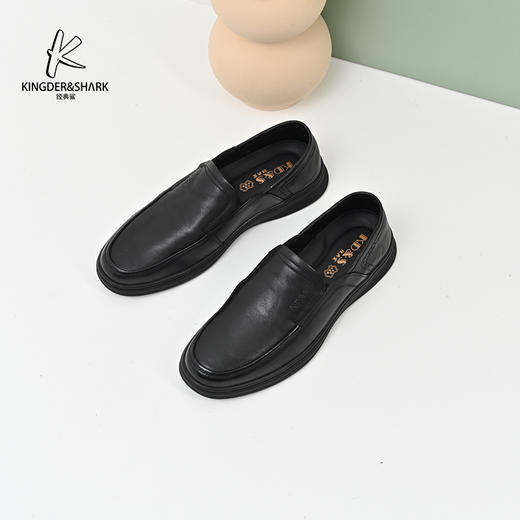 2024经典鲨春季新款一脚蹬牛皮革时尚男士皮鞋KW74-D14021 商品图5