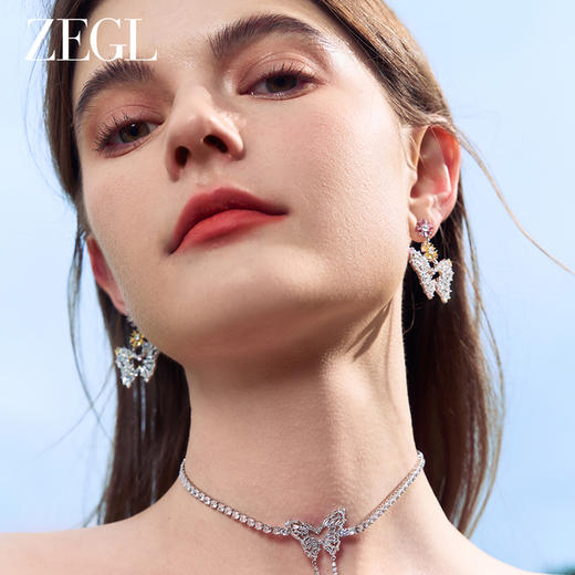 ZEGL设计师印象花园系列花朵蝴蝶耳环女小众时尚耳钉925银针耳饰 商品图3