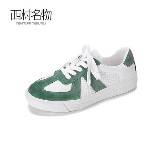 西村名物2024春夏新品真皮软底运动轻便休闲复古德训鞋女鞋T24AM11371 商品图0