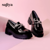Safiya/索菲娅2024春季学院风金属扣粗跟漆皮英伦厚底乐福鞋 SF41112139 商品缩略图1