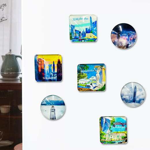 深圳手信 半游深圳印象玻璃实景冰箱贴 商品图0