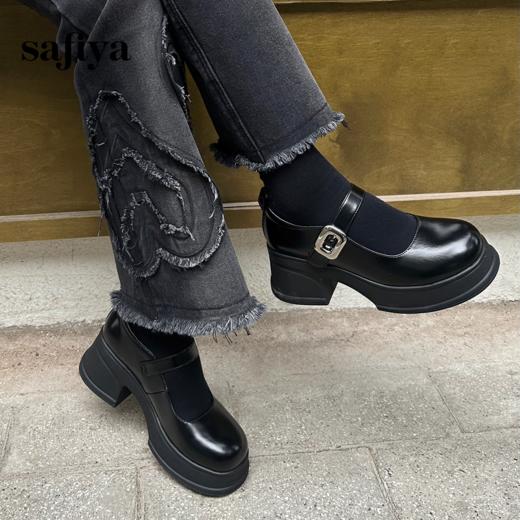 Safiya/索菲娅2024春季学院风配裙子甜酷粗高跟厚底JK玛丽珍鞋 SF41112405 商品图1