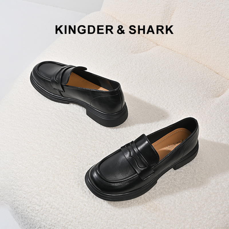 2024经典鲨春季女鞋新款带跟时尚百搭经典乐福鞋KW87-D17011