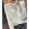 丁摩 羊毛混纺春秋新款V领针织衫女外穿毛衣宽松显瘦上衣内搭打底衫潮5ZF-063 商品缩略图11