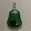 18K玫瑰金和田玉（碧玉）镶钻吊坠--芭蕉扇/双面扇形15*17mm/菠菜绿 商品缩略图0