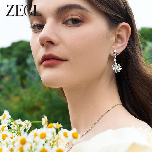 ZEGL设计师雏夏系列雏菊蜜蜂耳环女金色小众独特耳钉925银针耳饰 商品图2