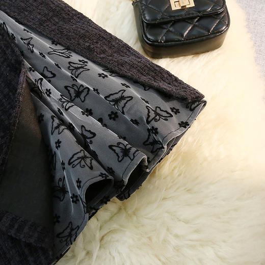 雀说 粗毛呢蝴蝶半身裙女秋冬高腰显瘦遮胯a字裙子4ZF-012902 商品图1