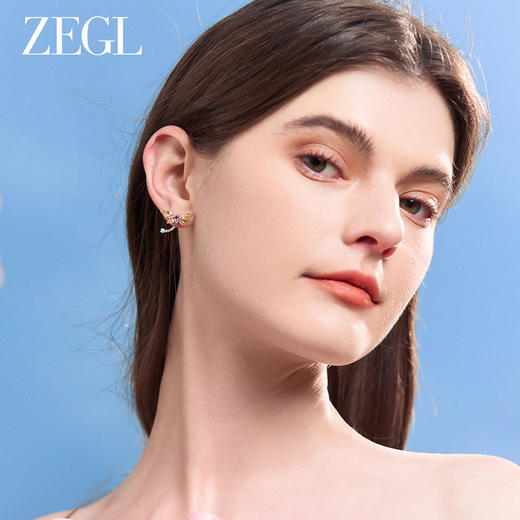 ZEGL设计师印象花园系列蝴蝶耳环女黄色小众独特耳钉925银针耳饰 商品图2